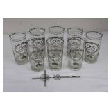 Glass Tumblers - 25th Anniversary Pattern (Lot of 7)