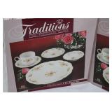 Traditions Moss Rose 5 Pc Place Set (Lot of 2) - Fine Porcelain China