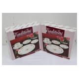 Traditions Moss Rose Pattern 5-Pc Place Set (Lot of 2) - Fine Porcelain China