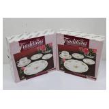 Traditions Moss Rose Pattern 5 Pc Place Sets (Lot of 2)