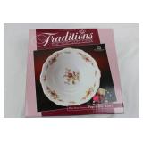 Traditions Moss Rose Pattern Porcelain China Collection of 7