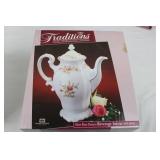 Traditions Moss Rose Pattern Porcelain China Collection of 7