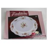 Traditions Moss Rose Pattern Porcelain China Collection of 7
