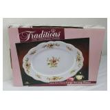 Traditions Moss Rose Pattern Porcelain China Collection of 7