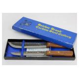 Butcher Brand Carbon Steel Cutlery - 2 Kitchen Knives with Wood Handles