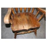 Antique Carved Wood Rocking Chair with Floral Back Panel