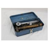 Craftsman Ratchet Tool Set in Blue Metal Box with Hammer & Sockets