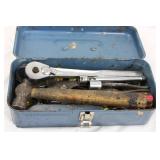 Craftsman Ratchet Tool Set in Blue Metal Box with Hammer & Sockets