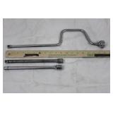 3-Piece Chrome Steel Rod Set with Curved U-Shape Handle & Knurled Ends