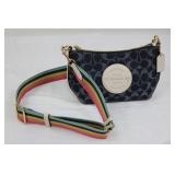 Coach Signature Canvas Crossbody Bag - Navy Monogram with Rainbow Strap