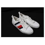 Tommy Hilfiger Sneakers - White Leather with Red & Navy Stripes - Size US 9