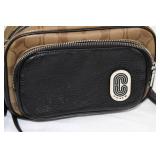 Coach Signature Crossbody Bag - Brown Monogram with Black Pebble Leather Front Pocket