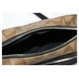 Coach Signature Crossbody Bag - Brown Monogram with Black Pebble Leather Front Pocket