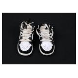 Air Jordan 1 High Top Kids Sneakers - Black/White with Gold Swoosh, US 6C