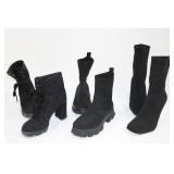 Boots - Black Knit Sock Boots & Lace-Up Boots Size 8
