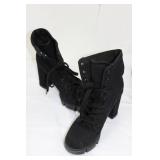 Boots - Black Knit Sock Boots & Lace-Up Boots Size 8