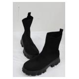 Boots - Black Knit Sock Boots & Lace-Up Boots Size 8