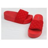 SheIn Red Strappy Glitter Sandals & Clear-Strap High-Heel Mules & Quilted Platform Slides (Lot of 3)