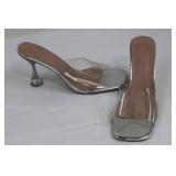 SheIn Red Strappy Glitter Sandals & Clear-Strap High-Heel Mules & Quilted Platform Slides (Lot of 3)