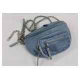 Steve Madden Denim Blue Crystal-Embellished Crossbody Bag with Chain