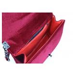 Velvet Quilted Crossbody Bag - Red with Gunmetal Chain