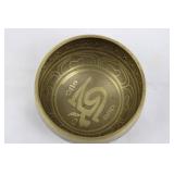 Brass Tibetan Prayer Bowls - Set of 2 with Intricate Script Engravings