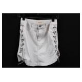 Labijou White Mini Skirt - Side Lace-Up Detailing - Size S - Made in Vietnam