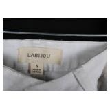 Labijou White Mini Skirt - Side Lace-Up Detailing - Size S - Made in Vietnam