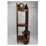 Rustic Wooden Wall Shelf with Heart Cutouts & Coat Hook Board