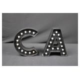 Marquee Letters CA - Black Plastic with LED Bulbs, 9in Tall