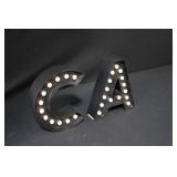 Marquee Letters CA - Black Plastic with LED Bulbs, 9in Tall