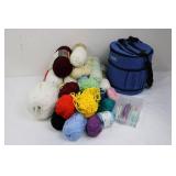 Piccasso Crochet Kit with Yarn & Colorful Hooks in Blue Carry Bag
