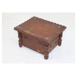Hand-Carved Wooden Jewelry Box with Mixed Jewelry - Rings, Pearls