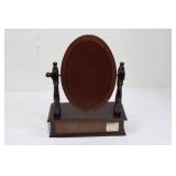Dark Wood Oval Mirror Vanity with Jewelry Drawer