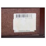 Dark Wood Oval Mirror Vanity with Jewelry Drawer