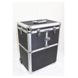 Flight Case with Fold-Out Tray System - Black with Aluminum Edges (15 x 10 x 20 in)