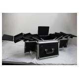 Flight Case with Fold-Out Tray System - Black with Aluminum Edges (15 x 10 x 20 in)