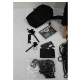 Black MOLLE Tactical Backpack with American Flag Patch and First Aid Essentials Kit