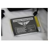 Black MOLLE Tactical Backpack with American Flag Patch and First Aid Essentials Kit