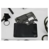 Black MOLLE Tactical Backpack with American Flag Patch and First Aid Essentials Kit