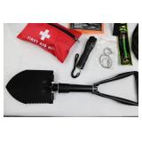 Black Tactical Backpack with MOLLE - 2L Hydration Bladder, First Aid Kit, Poncho & Survival Gear