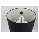 Table Lamp - Black Fabric Drum Shade, Modern Angular Metal Base