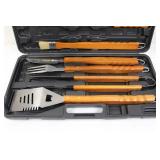 Wooden-Handled Carving & BBQ Tool Set in Plastic Case - Multi-Piece