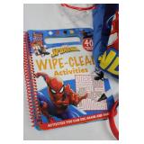 Spider-Man Kids Bedding Set with Pillow & Blanket, Wipe-Clean Activities Book, Hoop & Cars