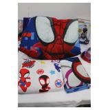 Spider-Man Kids Bedding Set with Pillow & Blanket, Wipe-Clean Activities Book, Hoop & Cars