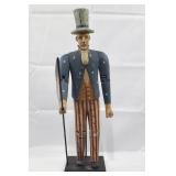 Vintage Uncle Sam Hand-Carved Wooden Folk Art Figure - 24 in Tall