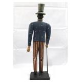 Vintage Uncle Sam Hand-Carved Wooden Folk Art Figure - 24 in Tall