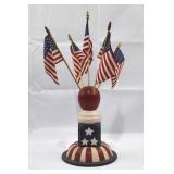 Patriotic Hand-Painted Wood Flag Holder