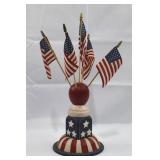 Patriotic Hand-Painted Wood Flag Holder