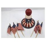 Patriotic Hand-Painted Wood Flag Holder